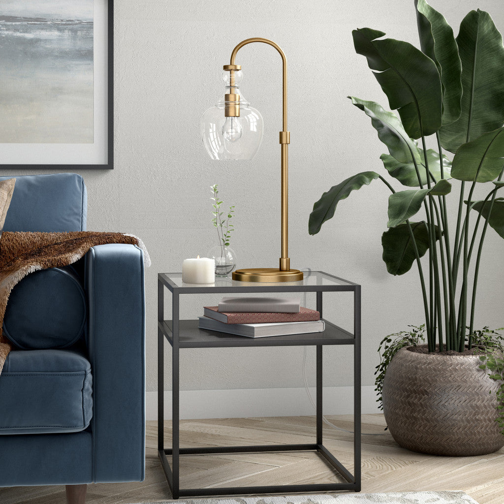 Brass Table Lamp w/ Clear Shade