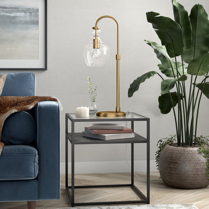 Brass Table Lamp w/ Clear Shade