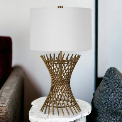 Antiqued Brass Adjustable Table Lamp w/ Shade