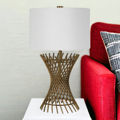 Antiqued Brass Adjustable Table Lamp w/ Shade