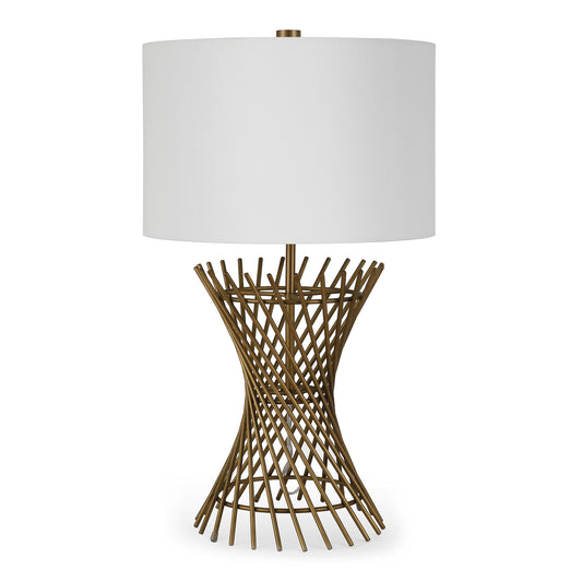 Antiqued Brass Adjustable Table Lamp w/ Shade