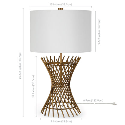 Antiqued Brass Adjustable Table Lamp w/ Shade