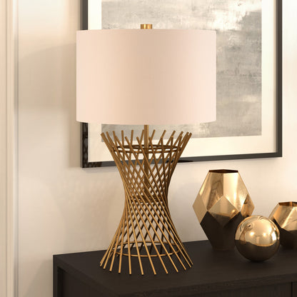 Antiqued Brass Adjustable Table Lamp w/ Shade