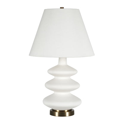 White & Gold Glass Gourd Table Lamp w/ Shade