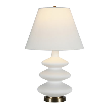White & Gold Glass Gourd Table Lamp w/ Shade