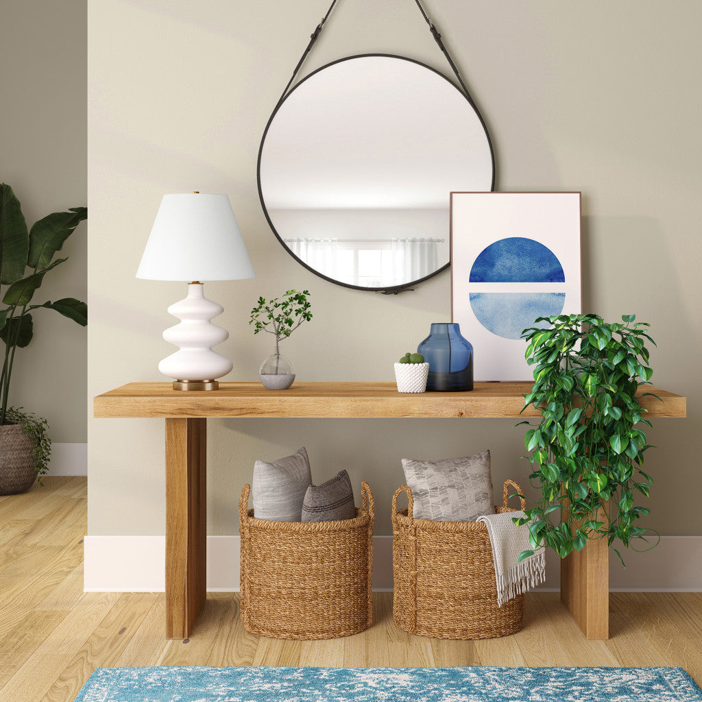 White & Gold Glass Gourd Table Lamp w/ Shade