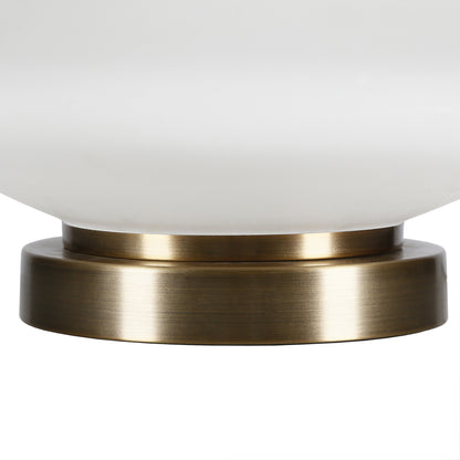 White & Gold Glass Gourd Table Lamp w/ Shade
