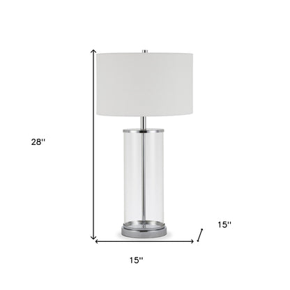 Nickel Glass Table Lamp w/ Shade