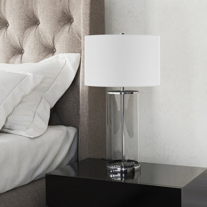 Nickel Glass Table Lamp w/ Shade
