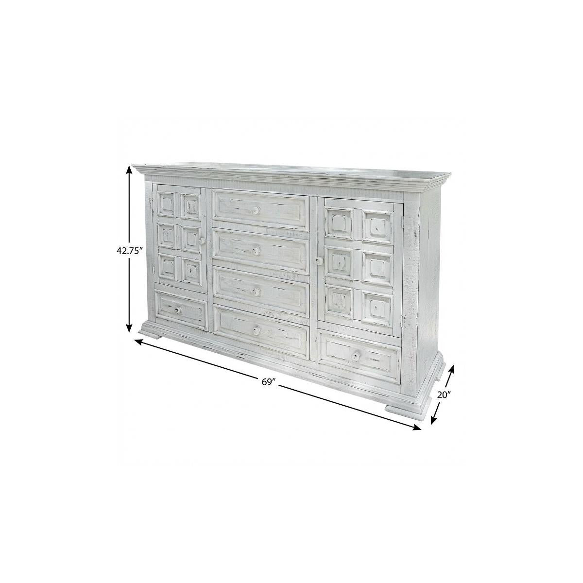 White Solid Wood Six Drawer Triple Dresser image 4