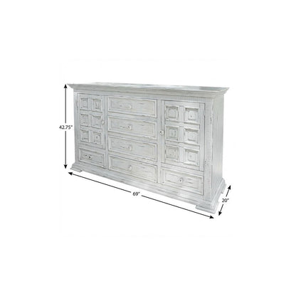 White Solid Wood Six Drawer Triple Dresser image 4