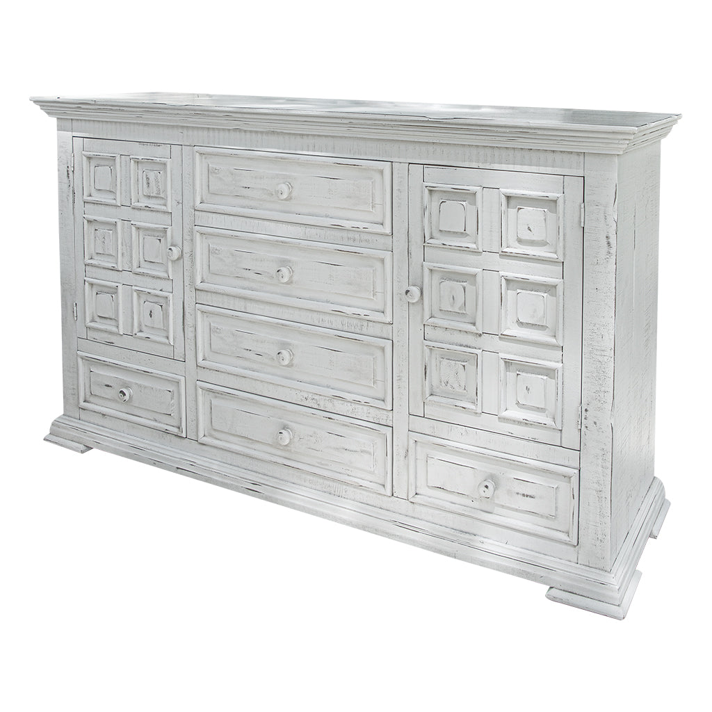 White Solid Wood Six Drawer Triple Dresser image 2