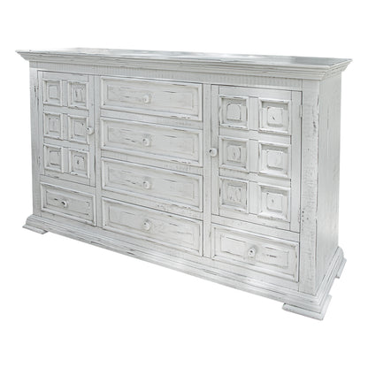 White Solid Wood Six Drawer Triple Dresser image 2