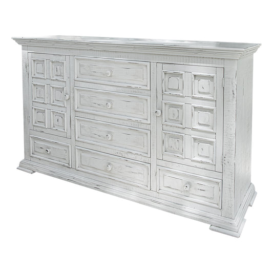 White Solid Wood Six Drawer Triple Dresser image 2