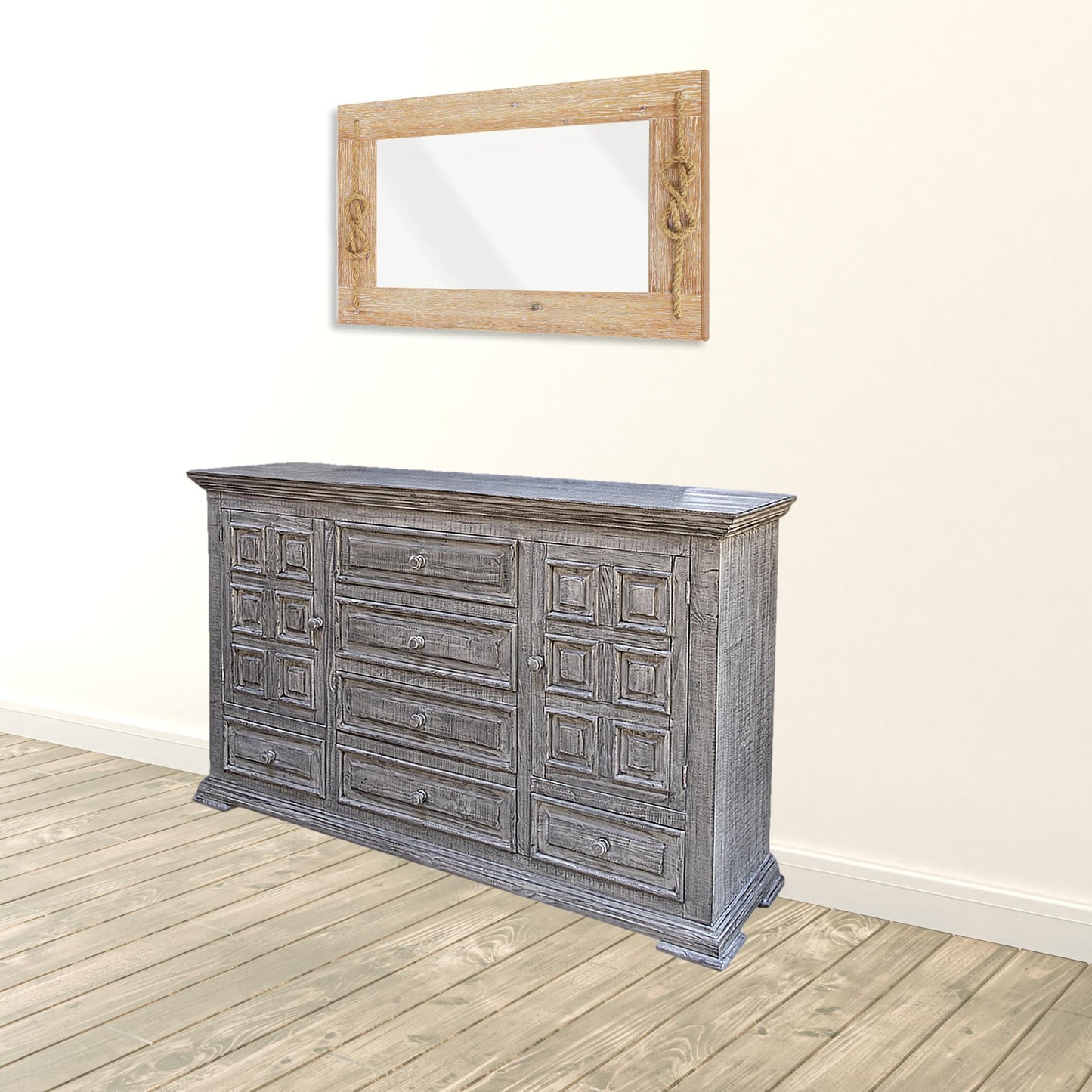 Mirrored Glass And Mdf Dresser With 3 Drawers