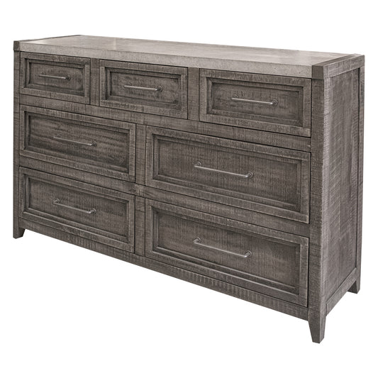 Dark Aged Oak Wood And Metal Dresser