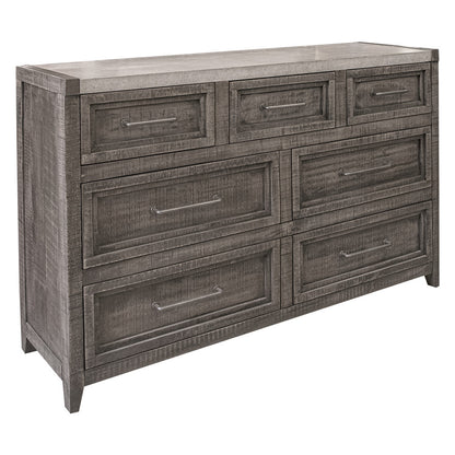 Dark Aged Oak Wood And Metal Dresser