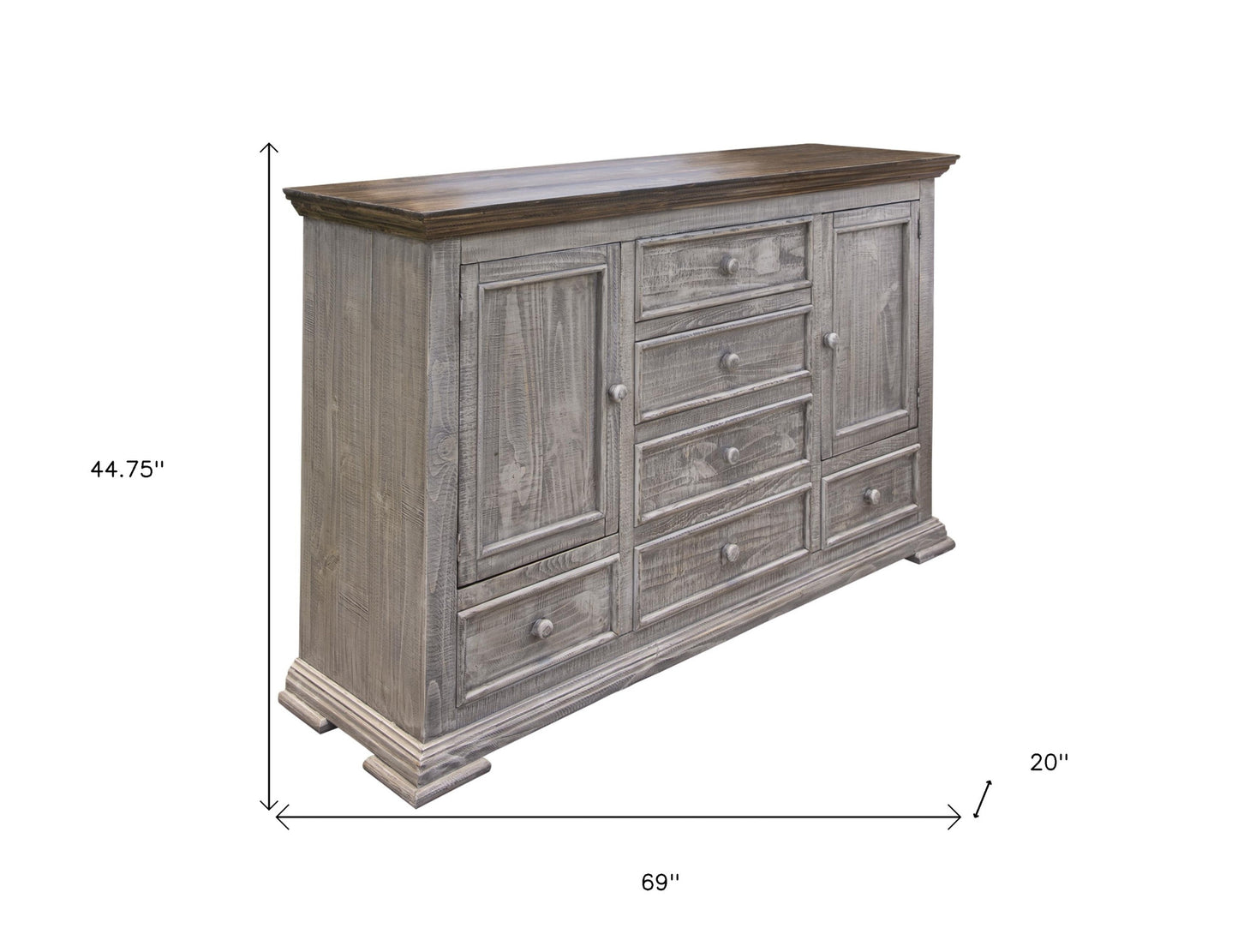 Tobacco Veneer And Mdf Dresser With 6 Drawers