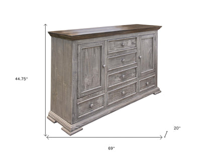 Tobacco Veneer And Mdf Dresser With 6 Drawers