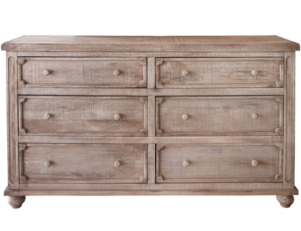 Natural Solid Wood Six Drawer Double Dresser image 2