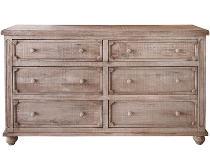Natural Solid Wood Six Drawer Double Dresser image 2