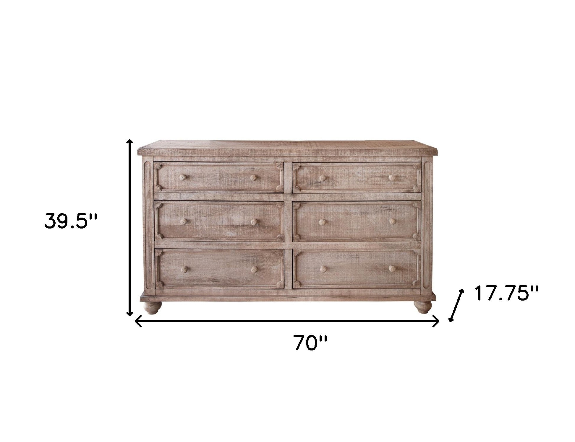 Natural Solid Wood Six Drawer Double Dresser image 5