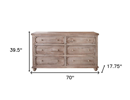 Natural Solid Wood Six Drawer Double Dresser image 5