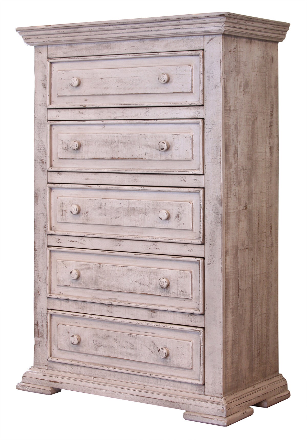 White Solid Wood Five Drawer Dresser image 2