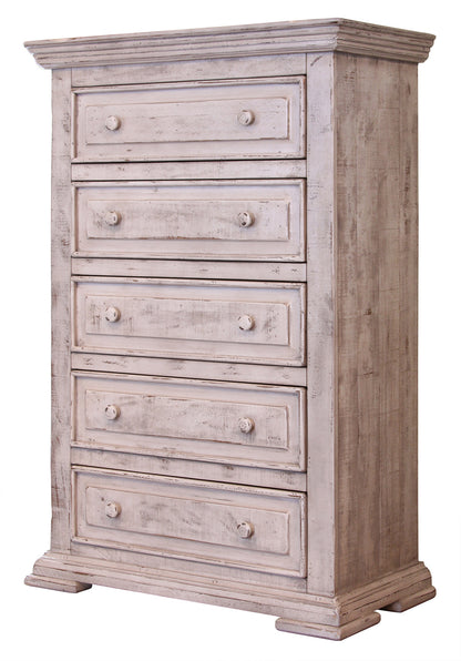 White Solid Wood Five Drawer Dresser image 2