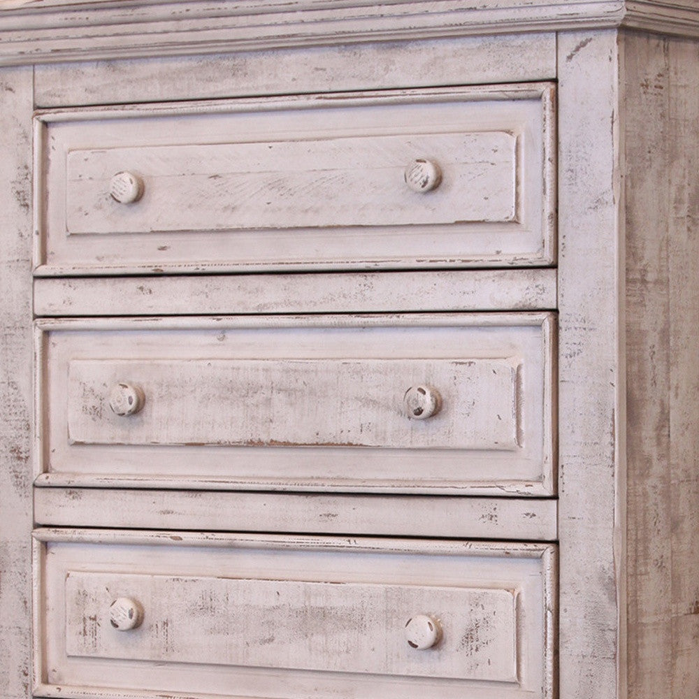 White Solid Wood Five Drawer Dresser image 3