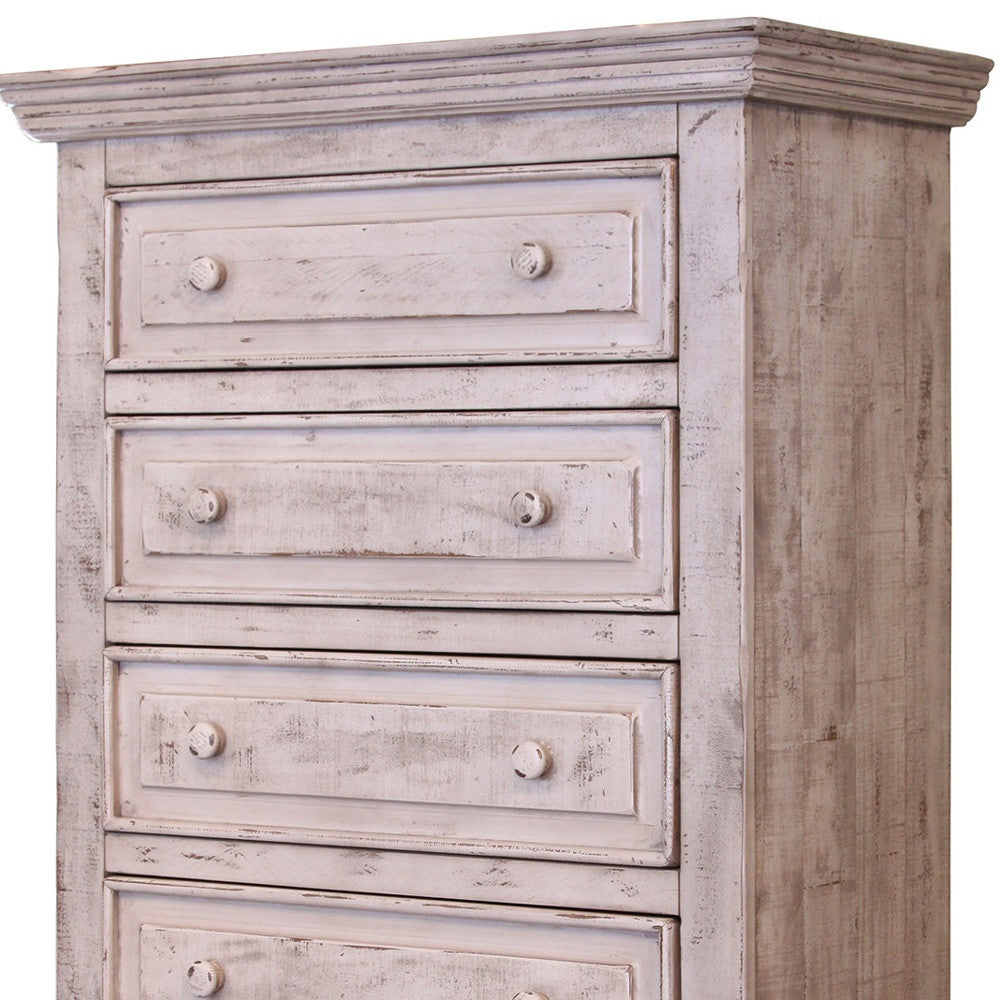 White Solid Wood Five Drawer Dresser image 4