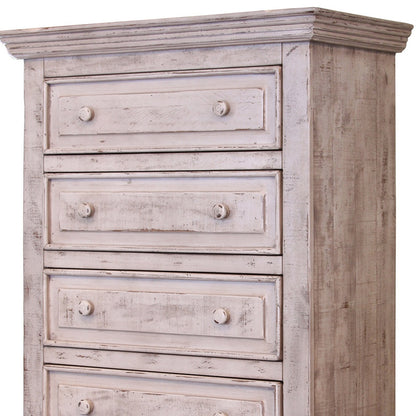 White Solid Wood Five Drawer Dresser image 4