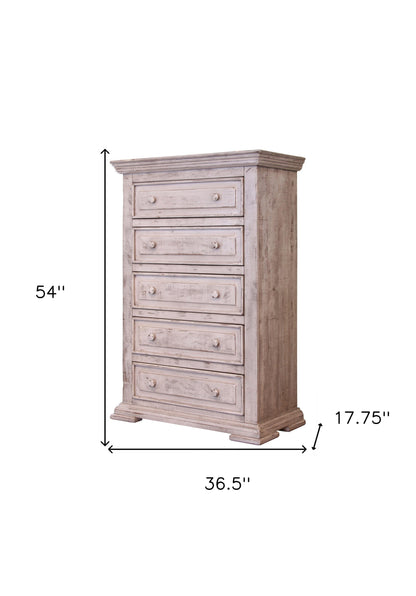 White Solid Wood Five Drawer Dresser image 5