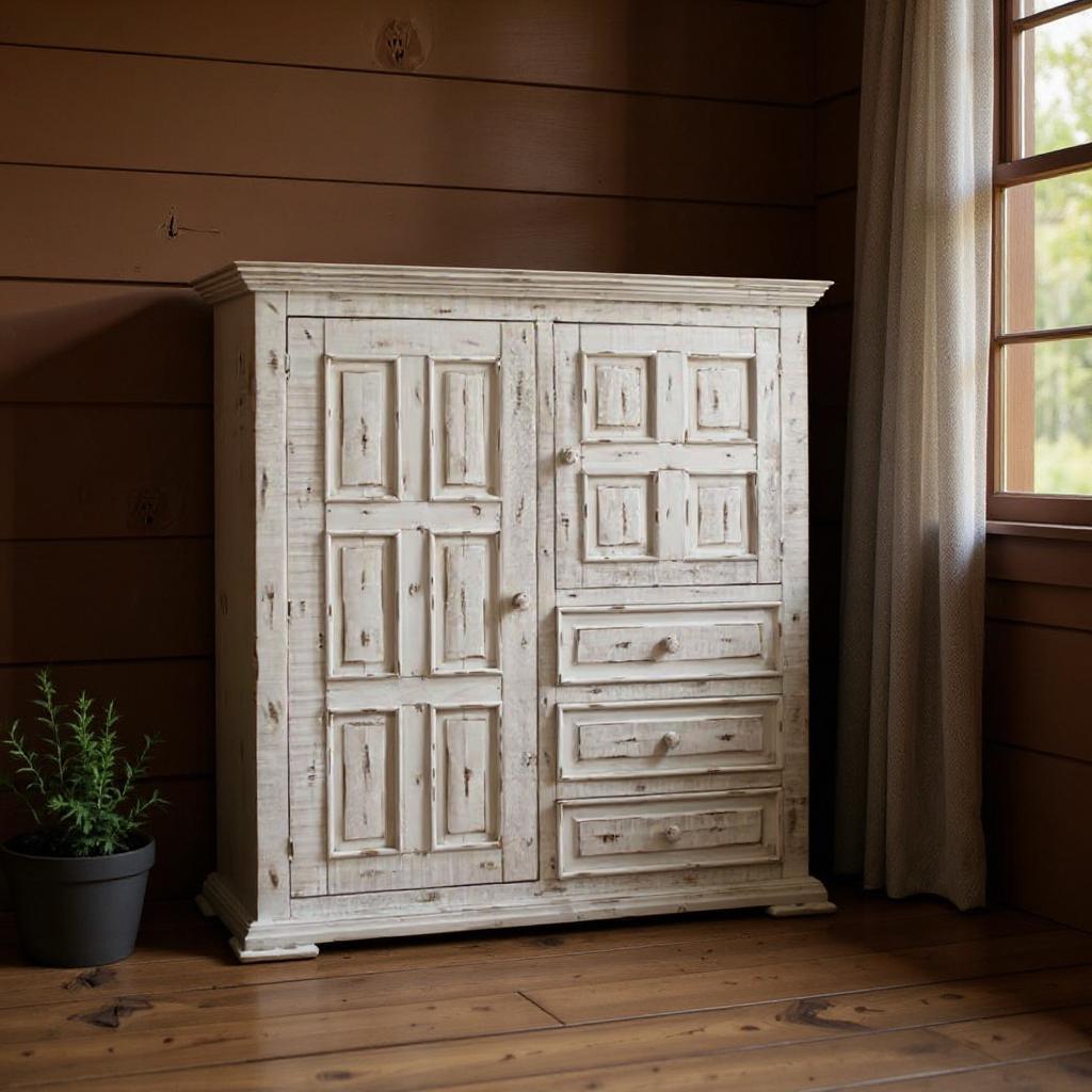 White Solid Wood Three Drawer Gentlemans Chest image 1