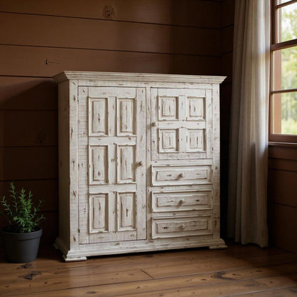 White Solid Wood Three Drawer Gentlemans Chest image 1