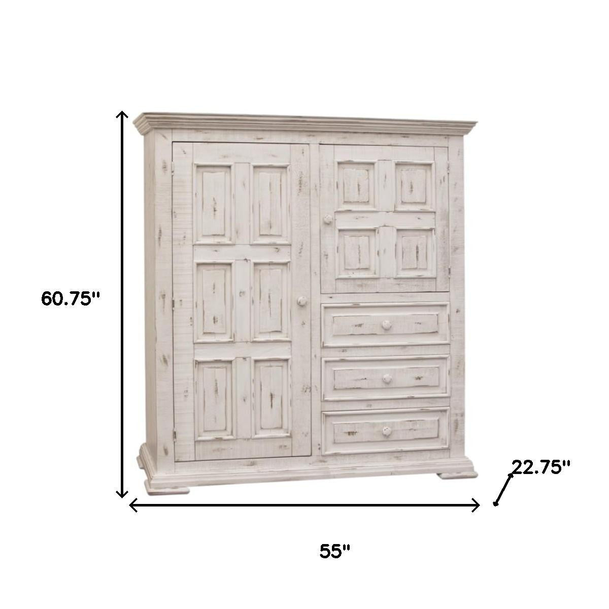 White Solid Wood Three Drawer Gentlemans Chest image 6