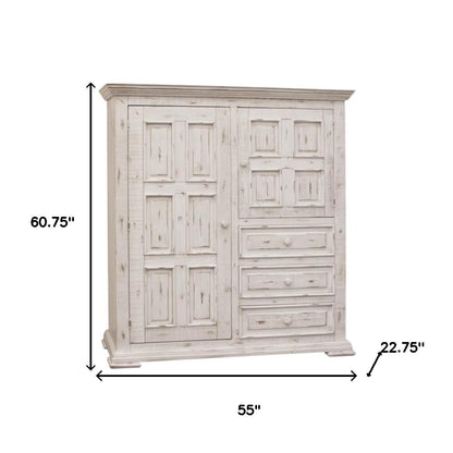 White Solid Wood Three Drawer Gentlemans Chest image 6
