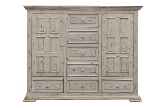 Dark Walnut Veneer Steel And Concrete Dresser With 6 Drawers