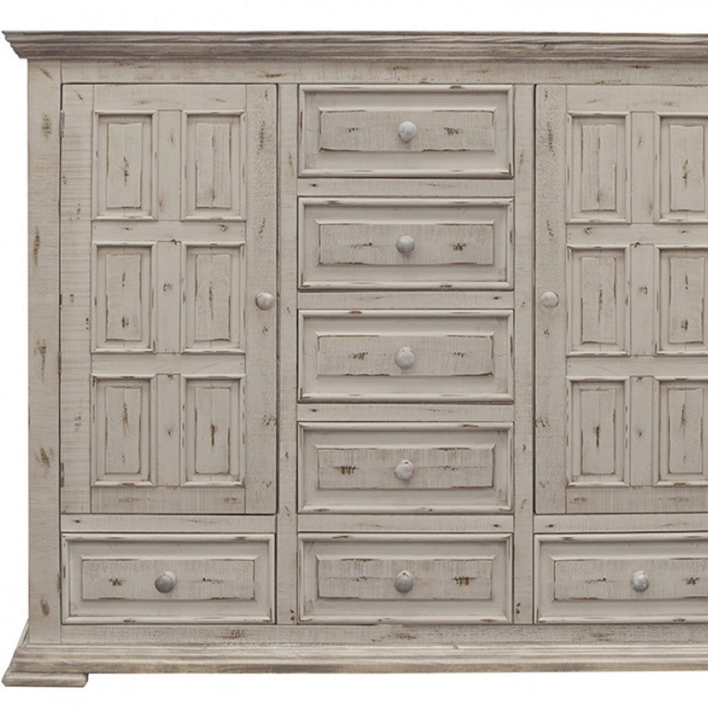 Dark Walnut Veneer Steel And Concrete Dresser With 6 Drawers