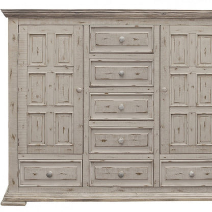 Dark Walnut Veneer Steel And Concrete Dresser With 6 Drawers
