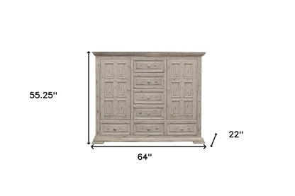 Dark Walnut Veneer Steel And Concrete Dresser With 6 Drawers