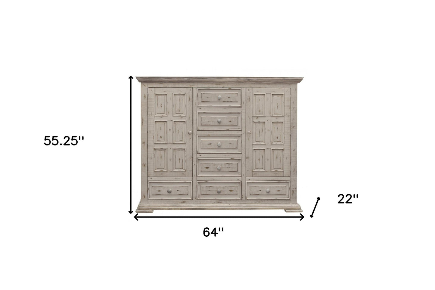 White Solid Wood Seven Drawer Gentlemans Chest image 6