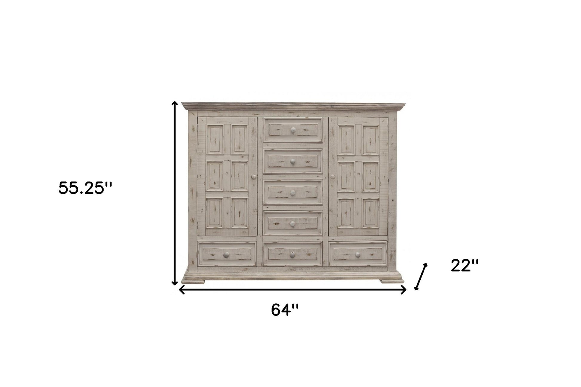 White Solid Wood Seven Drawer Gentlemans Chest image 6