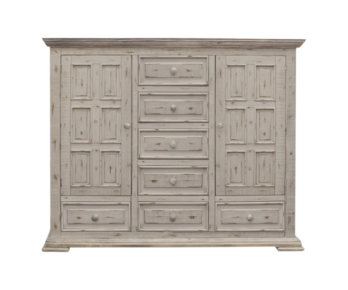 White Solid Wood Seven Drawer Gentlemans Chest image 2