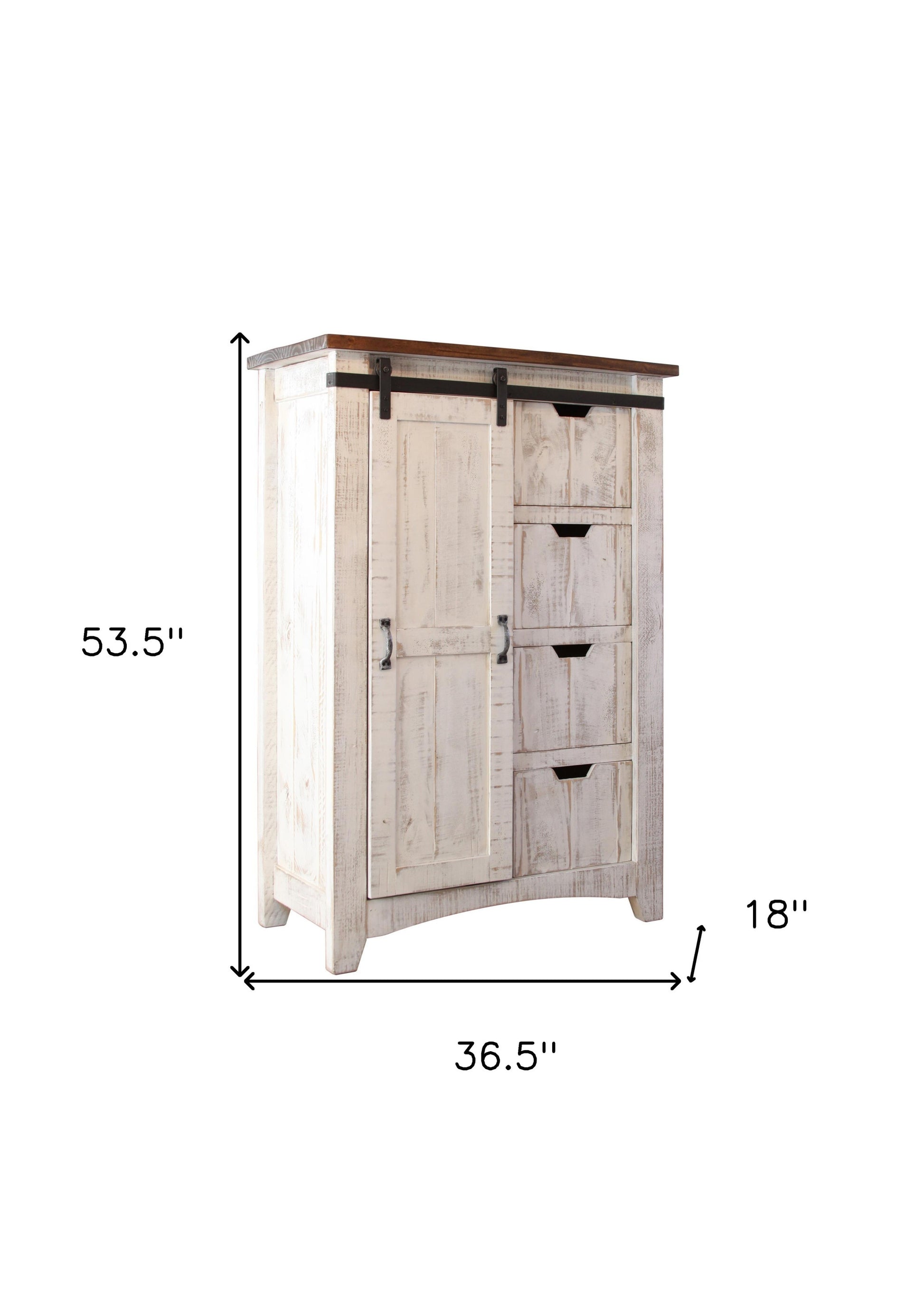 Brown And White Solid Wood Four Drawer Combo Dresser image 6