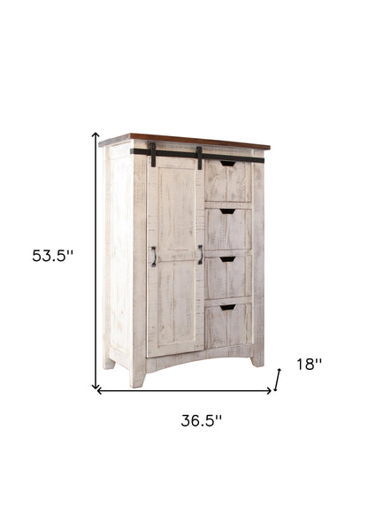 Brown And White Solid Wood Four Drawer Combo Dresser image 6