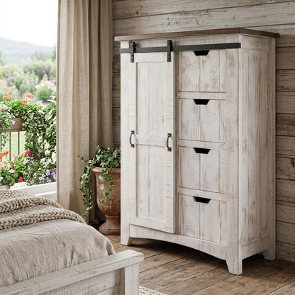 Brown And White Solid Wood Four Drawer Combo Dresser image 1