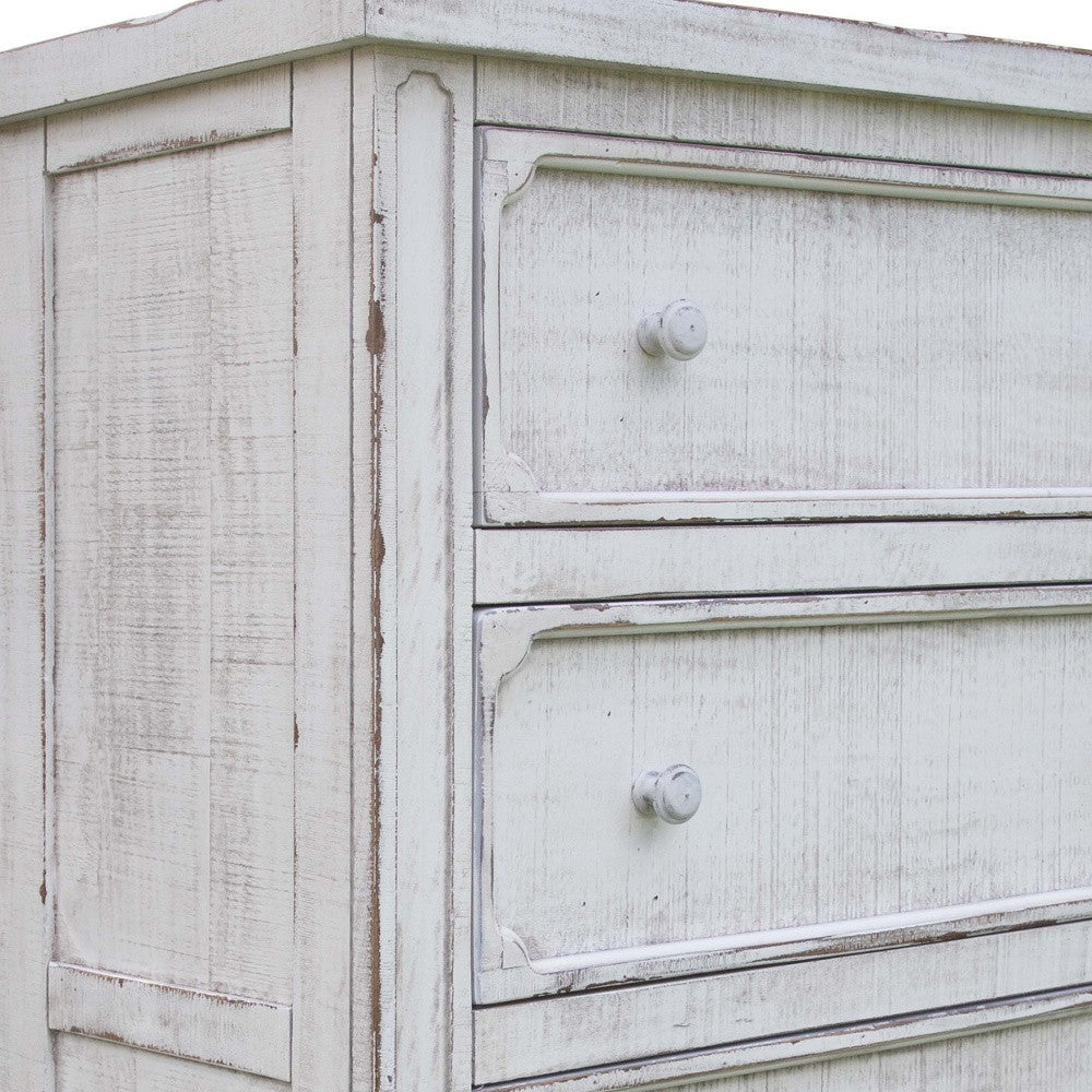 Antiqued White Solid Wood Four Drawer Dresser image 3