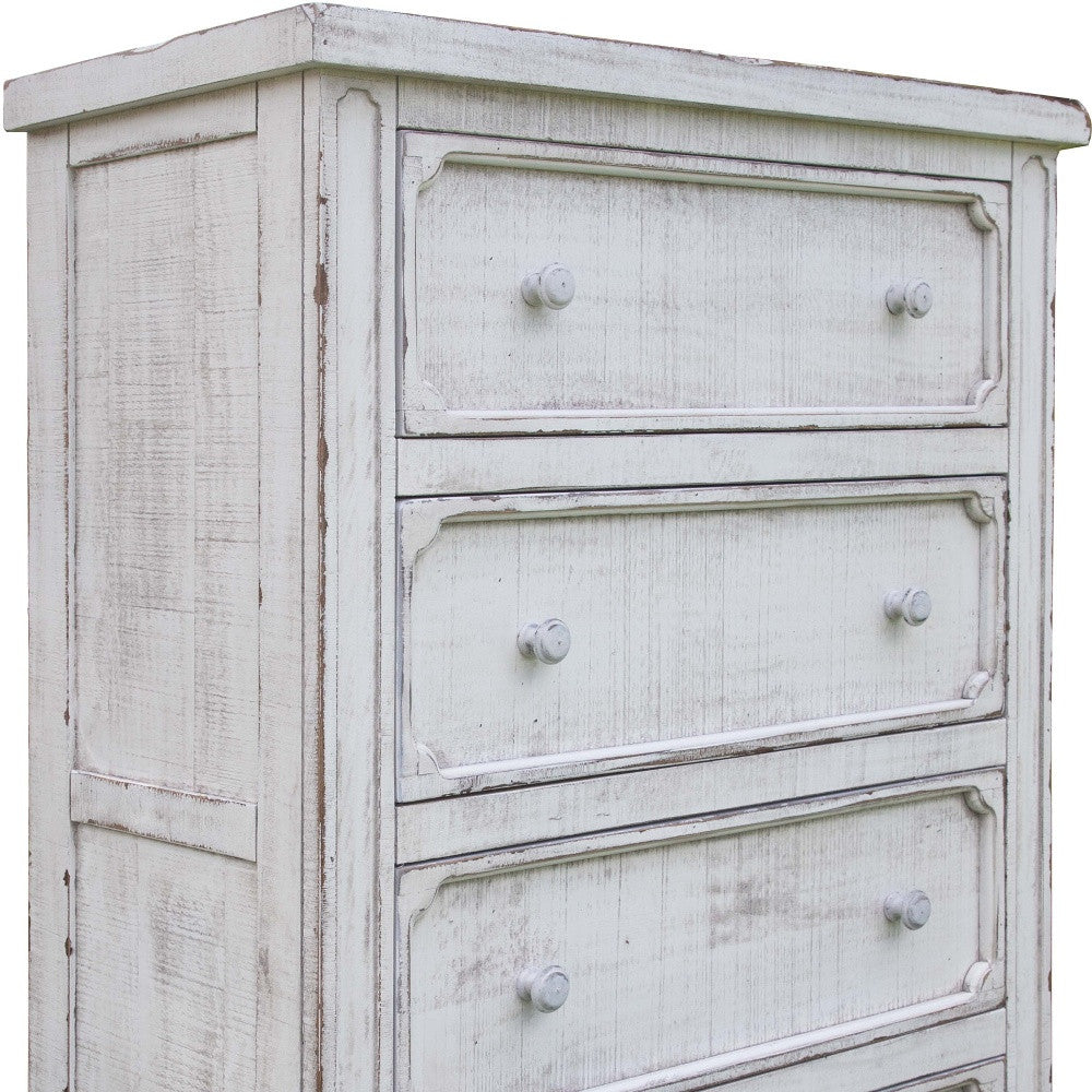 Antiqued White Solid Wood Four Drawer Dresser image 4