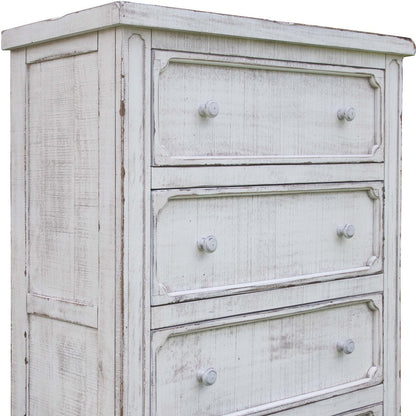 Antiqued White Solid Wood Four Drawer Dresser image 4